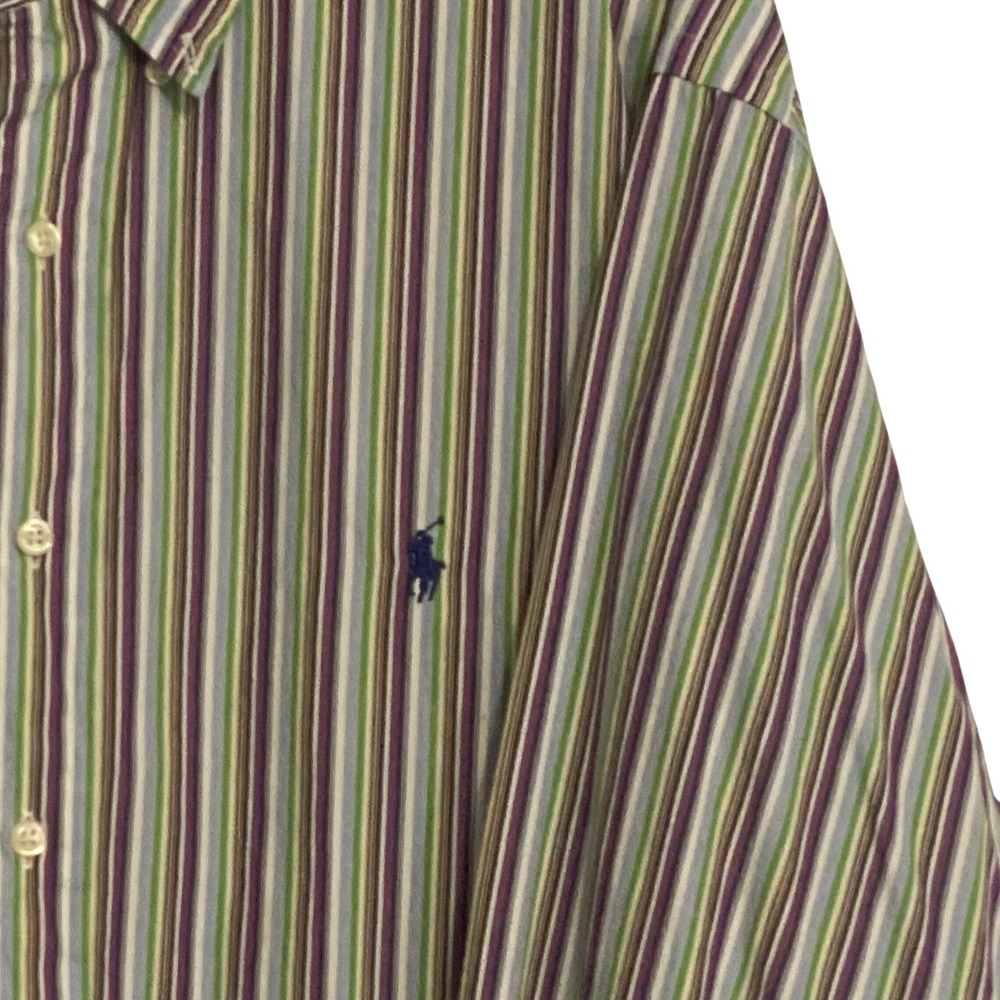 Ralph Lauren Mens XL Classic Fit Striped Button Down Shirt Purple Green Multi - Picture 3 of 6